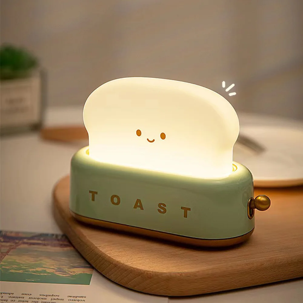 

LED bread maker Nightlight Bedroom headboard USB rechargeable dimming timing companion sleeping light Desk lamp Children's gift