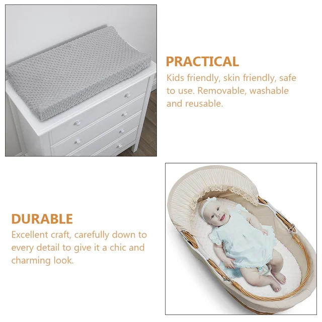 2Pcs Changing Pads Cover for Baby Polyester Changing Table Covers Infant Toddler Bedding Set Soft Comfortable White Gray Durable 5