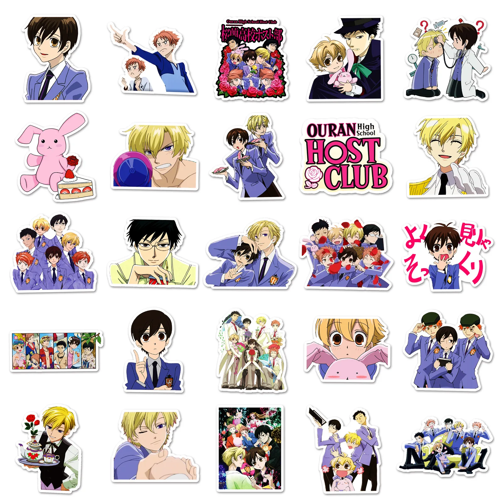 50 Stück Anime Ouran High School Host Club wasserdichte Aufkleber Manga Karton niedliche Hülle Notebook Dekorationen trendiges Geschenk – Detail 4