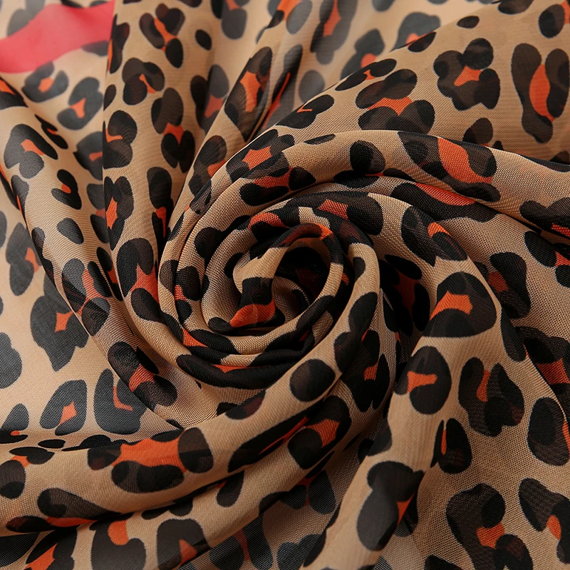 Fashion Leopard Dot Print Chiffon 65 Square Scarf Headband For Muslim Woman Hijab Shawls Thin Smooth Headscarf Islamic Turban 6