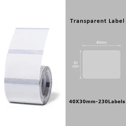 Versatile Label Printer Paper Stickers - Multiple Sizes (Transparent 40x30mm)