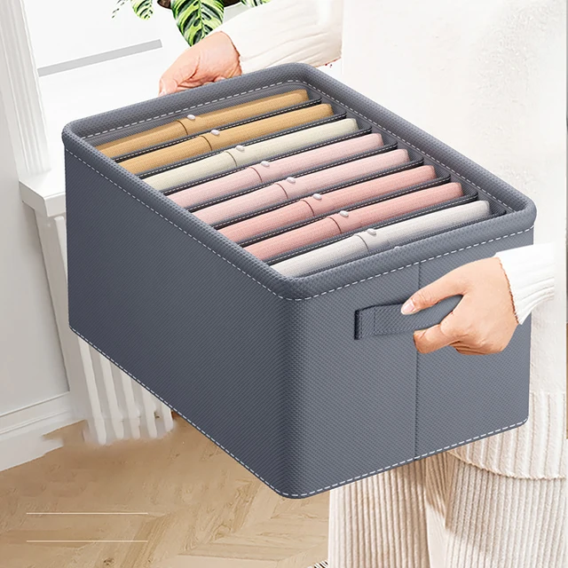 Thickened Pants Storage Box Foldable 9/7/6 Grids Organizer for Jeans Sweatshirt Shirt Wardrobe Organizers of Cabinets and Drawer 4