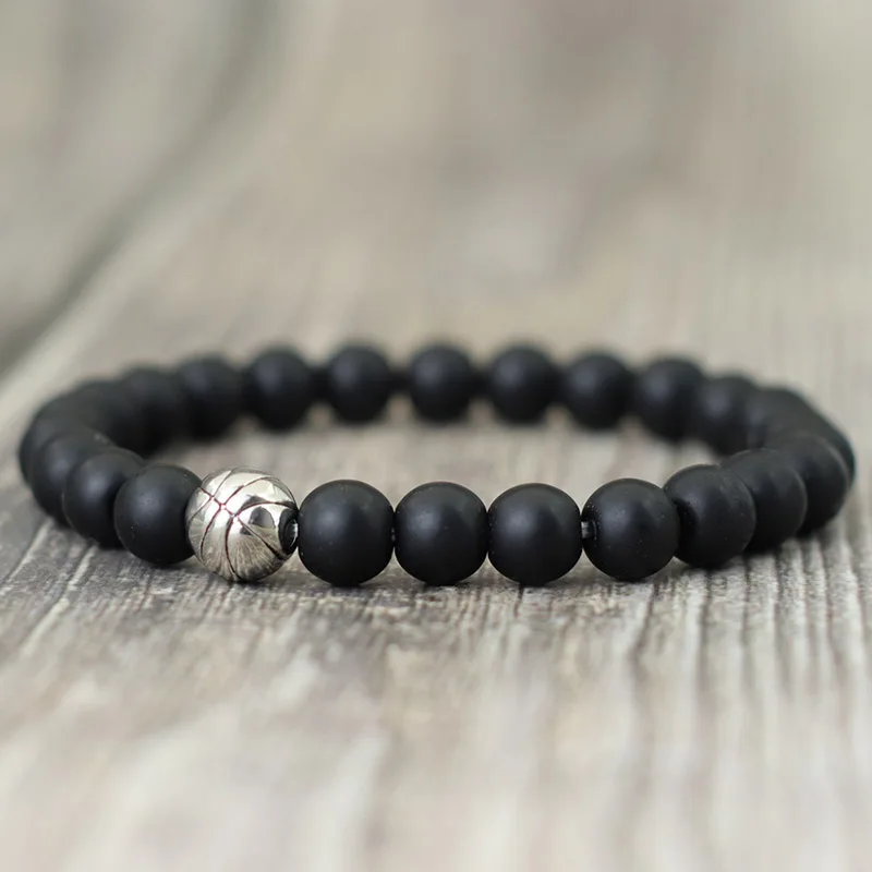 Men Natural Lava Onyx Tiger Eyes Copper Beaded Bracelet