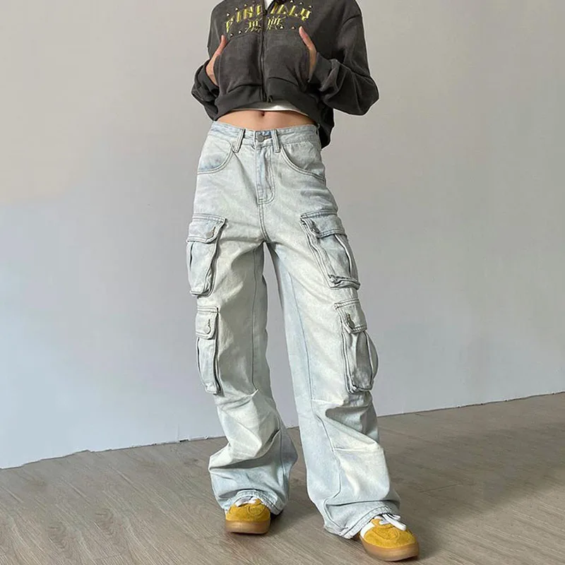 Y2K Pantalones Vaqueros Con Estampado De Estrellas Negras Para Hombre Ropa Informal Holgada De Cintura Baja
