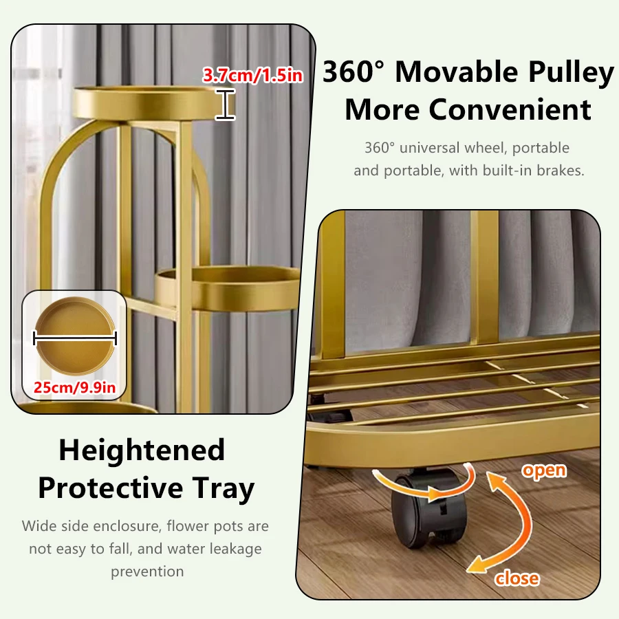 Plant Stand Tray flower rack wrought iron flower pot rack for living room floor-standing balcony indoor plant stand