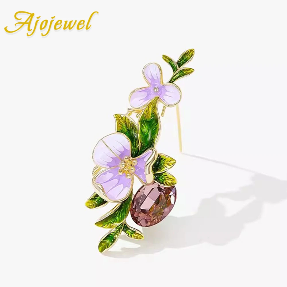 

Ajojewel Trendy Iris Flower Purple Brooch 2023 New Crystal Suit Pin Women Jewelry Wholesale Fashion Gift