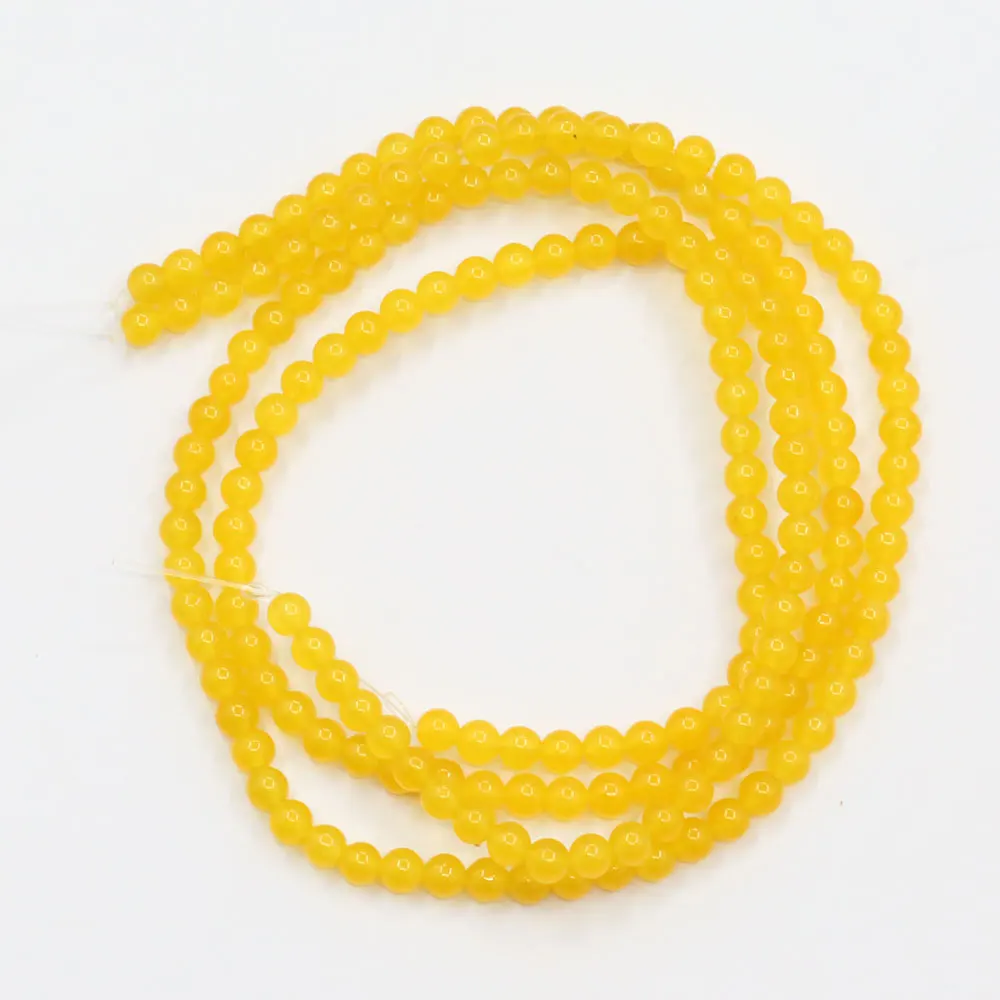 APDGG 4mm 5 Strands Yellow Jade Round Beads Gemstone Beads 15
