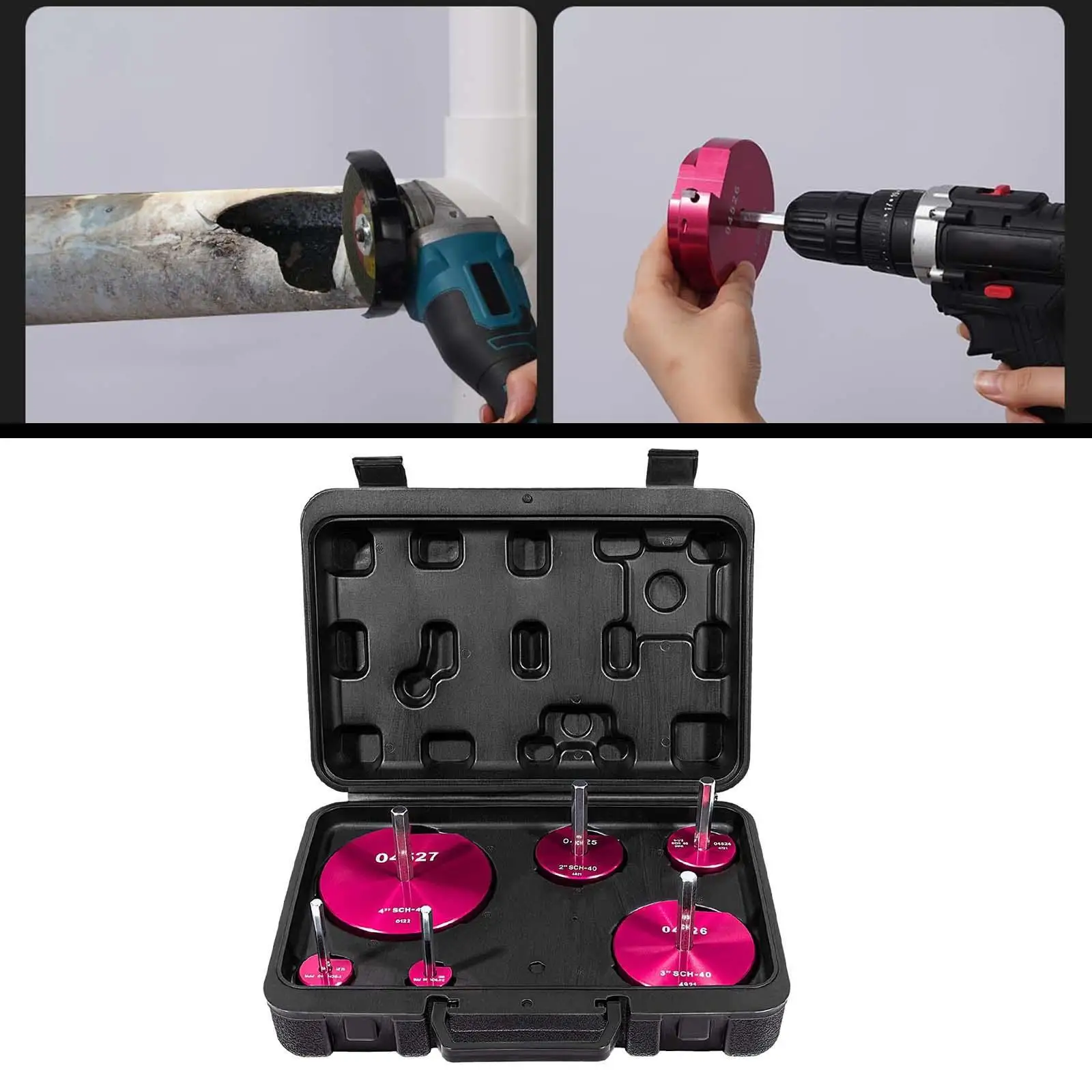 

6 Pieces Plastic Pipe Fitting Reamer Carbide Steel Fit into Standard 1/2" Drill Parts for Durable Professional Versatile