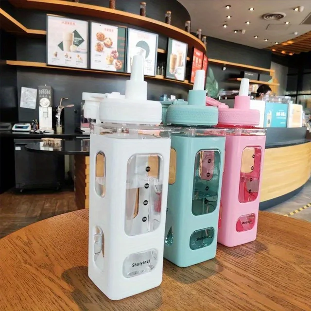 700/900ml Outdoor Water Bottle with Straw Clear Scale, Sport Plastic Portable School Drinking Bottle 5