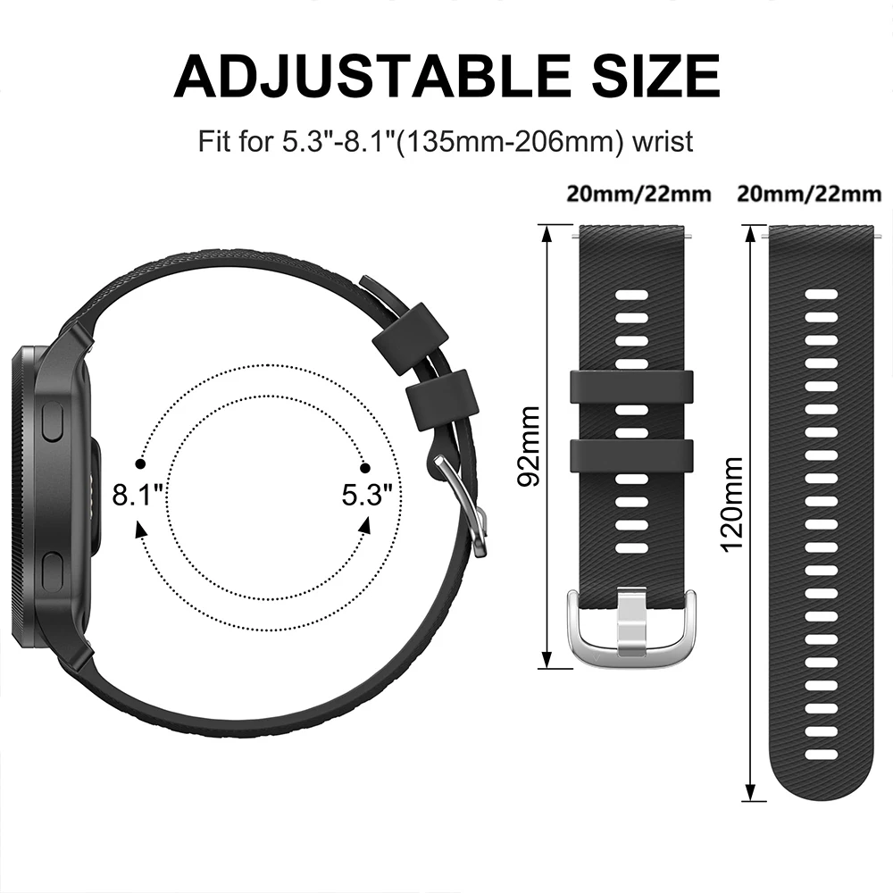Premium Silicone Soft Watch Band – Elegant and Versatile 22mm Strap
