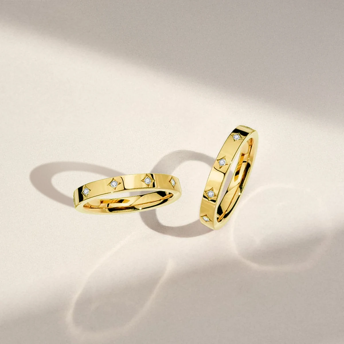 14K Golden Couples Ring Simple Real AU585 Gold Finger Rings GRA Certified Moissanite Wedding Band Engagement Fine Jewelry 3