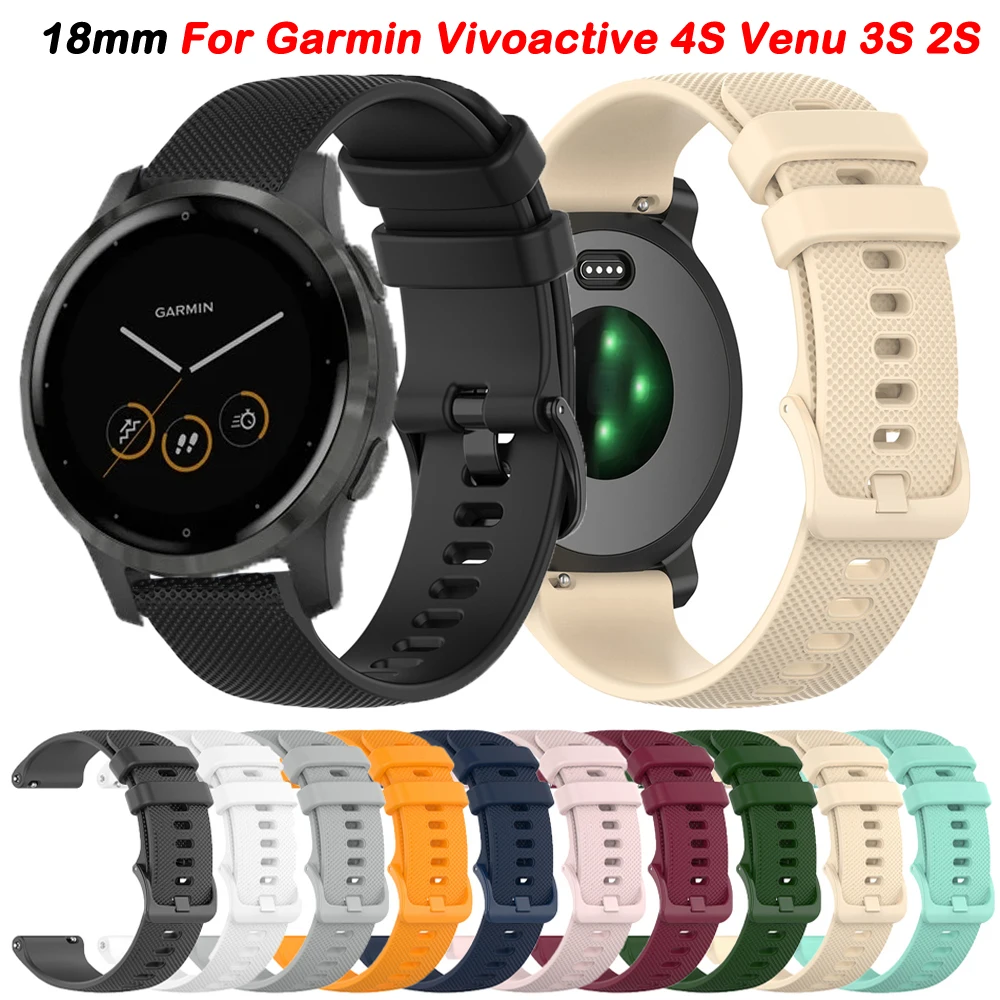 

18mm Smart Watch Strap For Garmin Venu Vivoactive 4S Venu 2S 3S Silicone Band Watchband Forerunner 255S 265S Bracelet Wristband