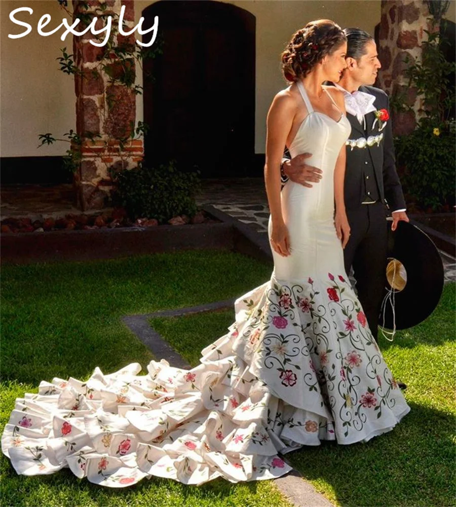 Abito da sposa tradizionale in stile messicano Sirena con scollo  all'americana a coda di pesce Gotico Abito da sposa di Halloween Ricamo  Hippies Personalizzato - AliExpress, image size:900x1000