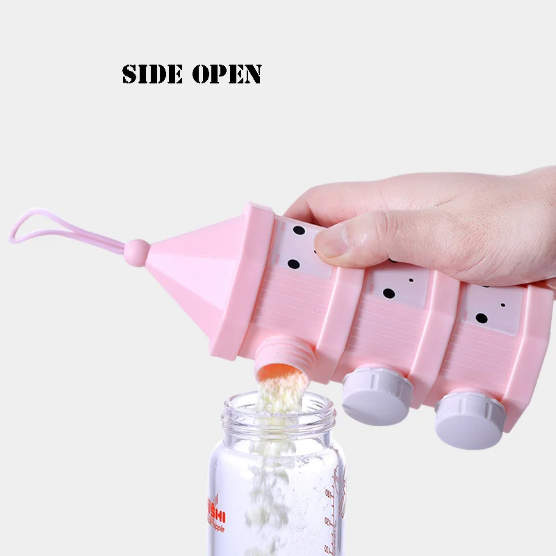 3/4 Layers Baby Food Container Portable Kids Snack Box Side Open Cute Infant Milk Powder Dispenser Children Cereal Storage Box
