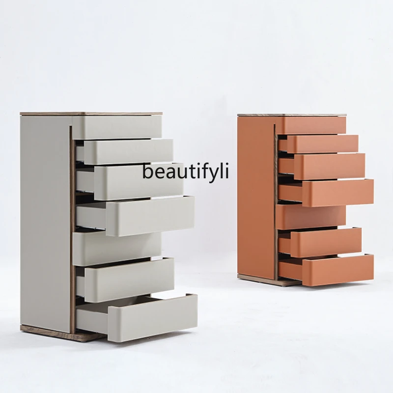 

Simple Saddle Leather 7-Drawer Cabinet Designer Creative Showroom Storage Locker Living Room Light Luxury Side Cabinet