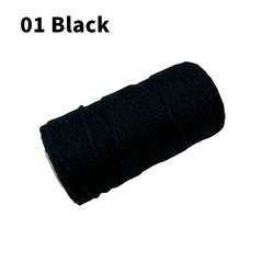 Vibrant 2mm Cotton Macrame Cord for Crafts and Home Decor - 100m Roll (01 Black)