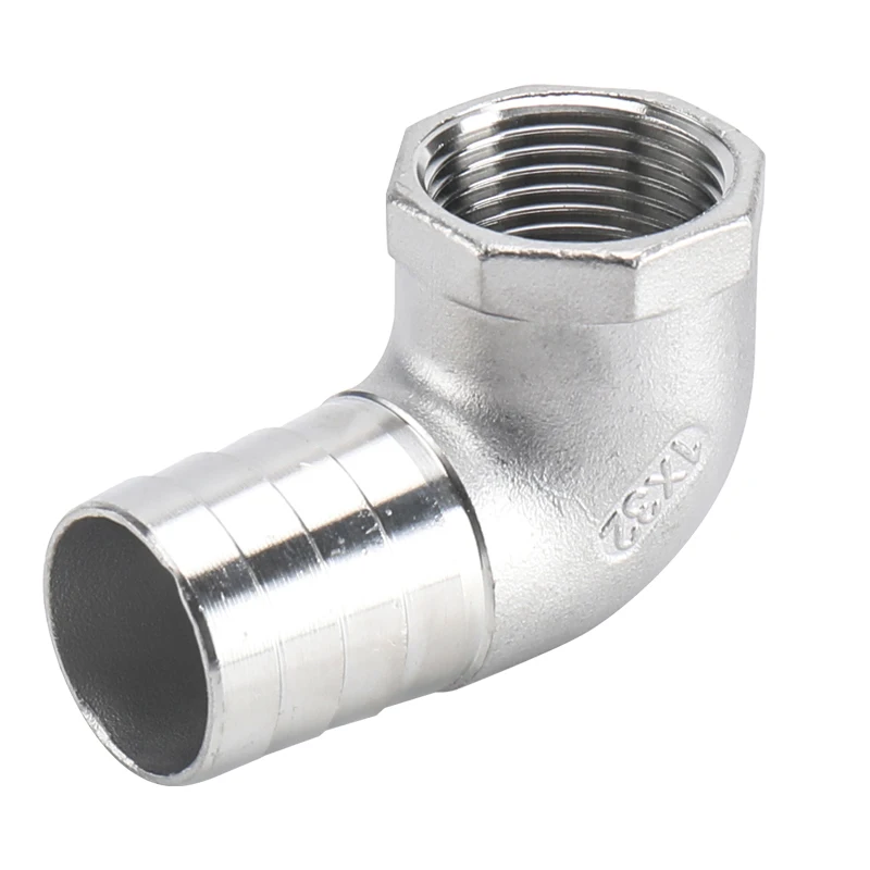

15 20 25 32mm Hose Barb Turn To 1/2" 3/4" 1" BSPT Female 304 Stainless Steel 90 Degree Elbow Pipe Fitting Connector Home Garden