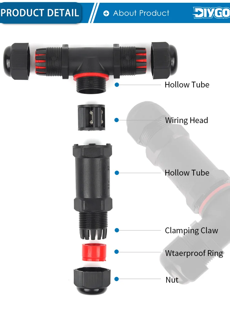 IP68 M25 T-Typ 6–16 mm Kabel, wasserdichter Drahtverbinder, 5-poliger Schraubklemmenblock, T-Stück für elektrische LED-Lichtverbindung, DIY GO – Detail 4