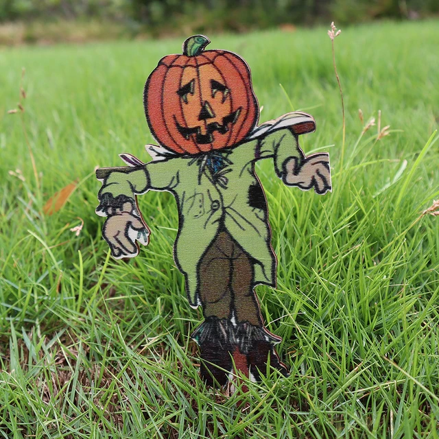 Tuo Yuan Új Kézműves Sütőtök Madárijesztő Kerti Plug-In Dekorációk Kreatív Páfrány Halloween Virág Edénybetétkártya - Image 3