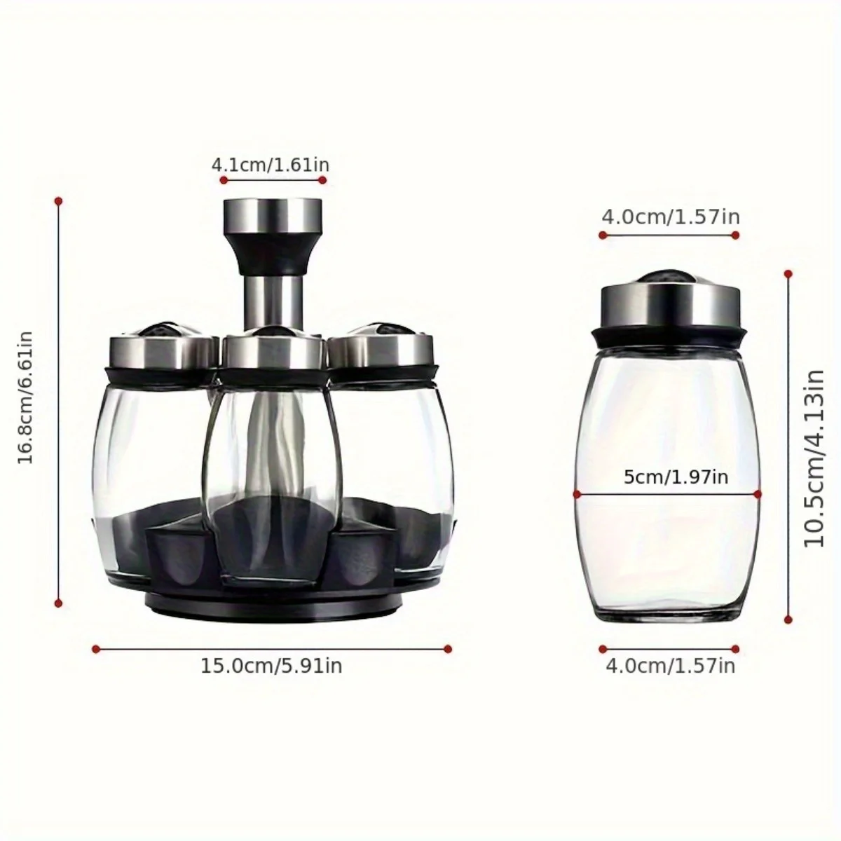 1/7pcs Spice Jar Set Rack Glass Organizer Rotating Glass Seasoning Sugar Pepper Bottles Salt Shakers Holder Kitchen Storage Rack 6