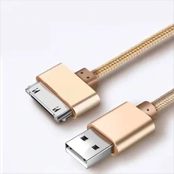 Rapid Charge Nylon Braided 30 - Pin USB Cable with Metal Connectors - 0.25m (Gold)