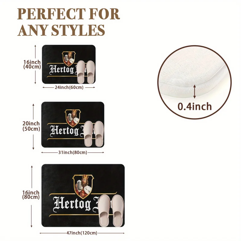 VIKAMA Hertog Jan Beer 공동 브랜드 도어매트 블랙 골드 빈티지 스타일 미끄럼 방지 먼지 방지 러그 홈 입구 바 바닥 매트