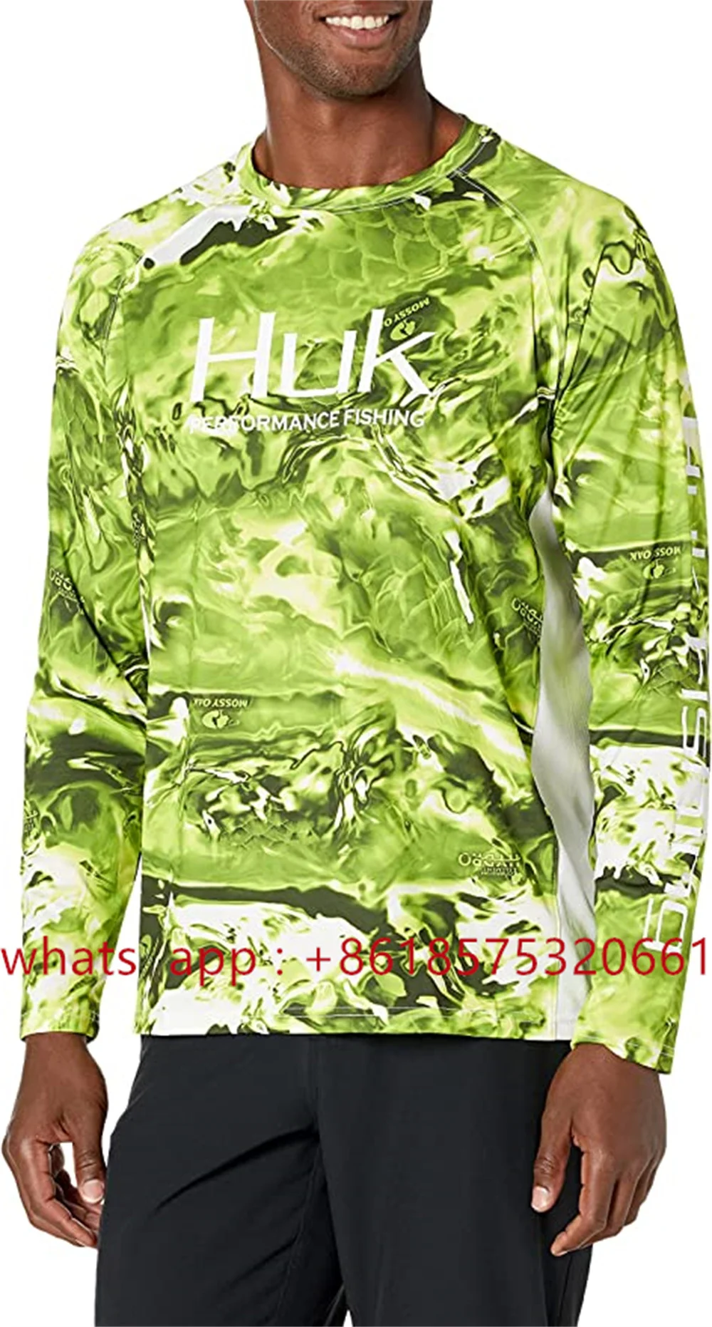 휴크 카미사 데 페스카 아이콘 X 카모 긴팔 남성 낚시 셔츠 자외선 차단 셔츠 낚시 의류