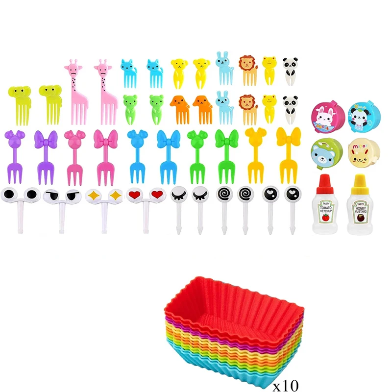 Cute Animal Snack Forks & Silicone Dividers Set for Kids