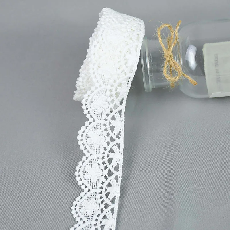 5Yards/lot White Cotton Embroidered Lace Trim Ribbons Fabric DIY Sewing Handmade Craft Materials Garment Clothes Accessories