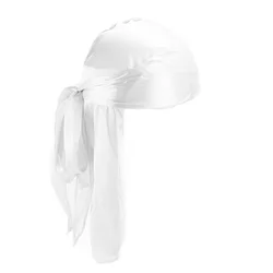 Unisex Long Silky Durag and Headscarf Collection - One Size (WHITE)