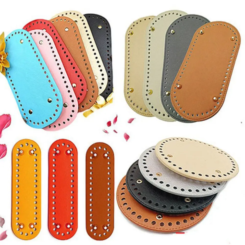 Abiyou 6Pezzi Fondi per Borse Uncinetto,22×10cm Ovale Basi per Borse con Fori,Uncinetto Artigianale Fondo per Borsa,Fondo per Uncinetto in Pelle,per Fondo Borse Fai da Te Accessori,Borsa a Maglia