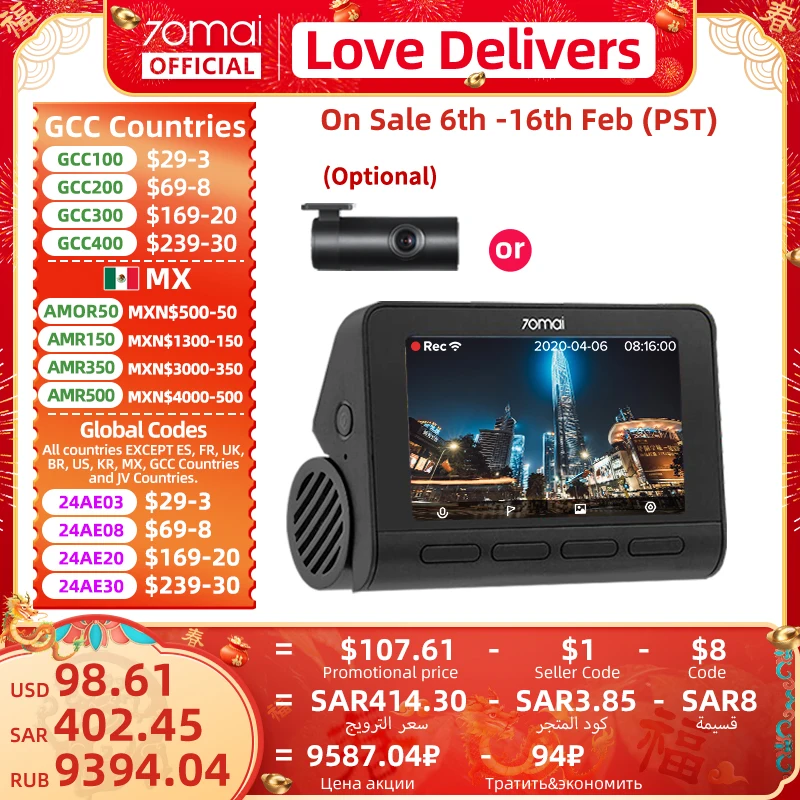 70Mai A800S Dash Cam 4K Uhd Gps Integrato Adas Di Qualità Cinematografica 70Mai 4K Cam Anteriore A800S Supporto 24 Ore Su 24 Supporto Parcheggio Cam P