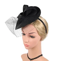 Racing Hair Accessories Tea Party Fascinator Kentucky Hat Women's Fascinator Derby Straw Pillbox Hat Veil for Cocktail Wedding 3