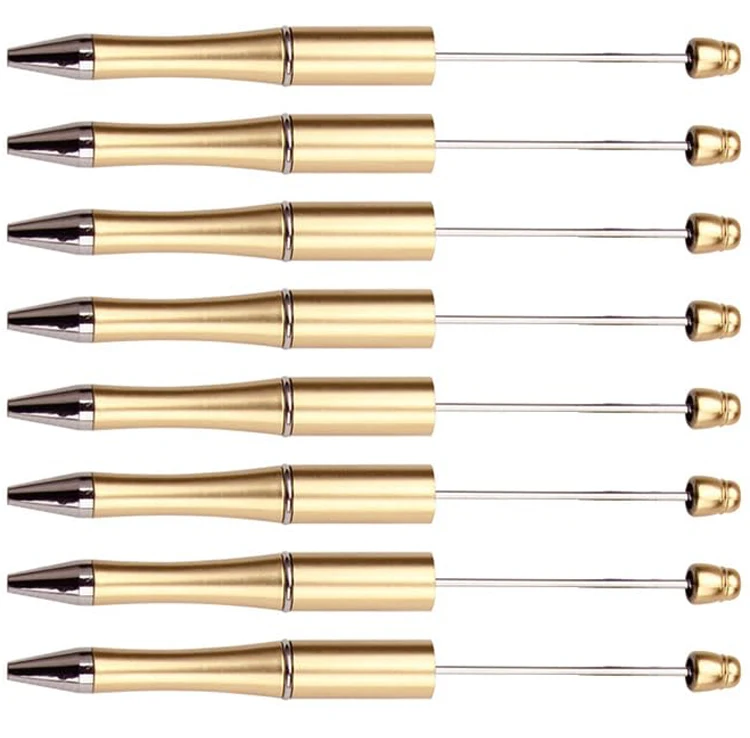

8Pcs Gold Beaded Ballpoint Pen Pens Gift for Writing Beadable Pens Beadable Pen DIY Gift for Student Office Supplies