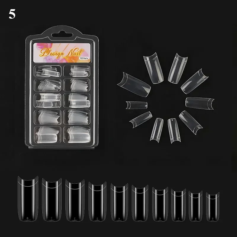 Natural Transparent Seamless Full Coverage False Nail Tips - 100pcs/box