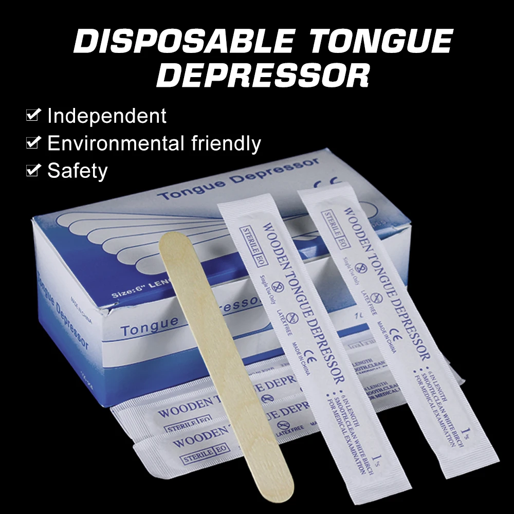 Tongue Depressors Wood,200Pcs Disposable Non-Sterile Wood Tongue Depressor  Sticks with Polished Smooth Edges,Tongue Depressors for Medical