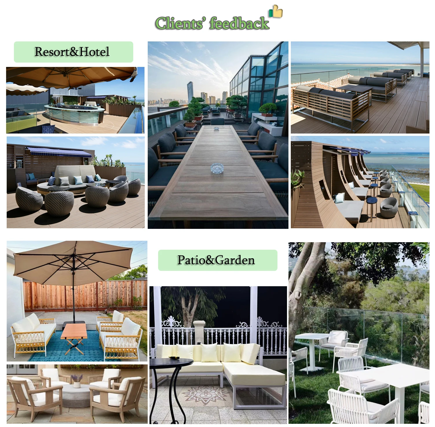 Resort hotel summer relaxing curved sectional wicker rattan garden furniture outdoor sofa set