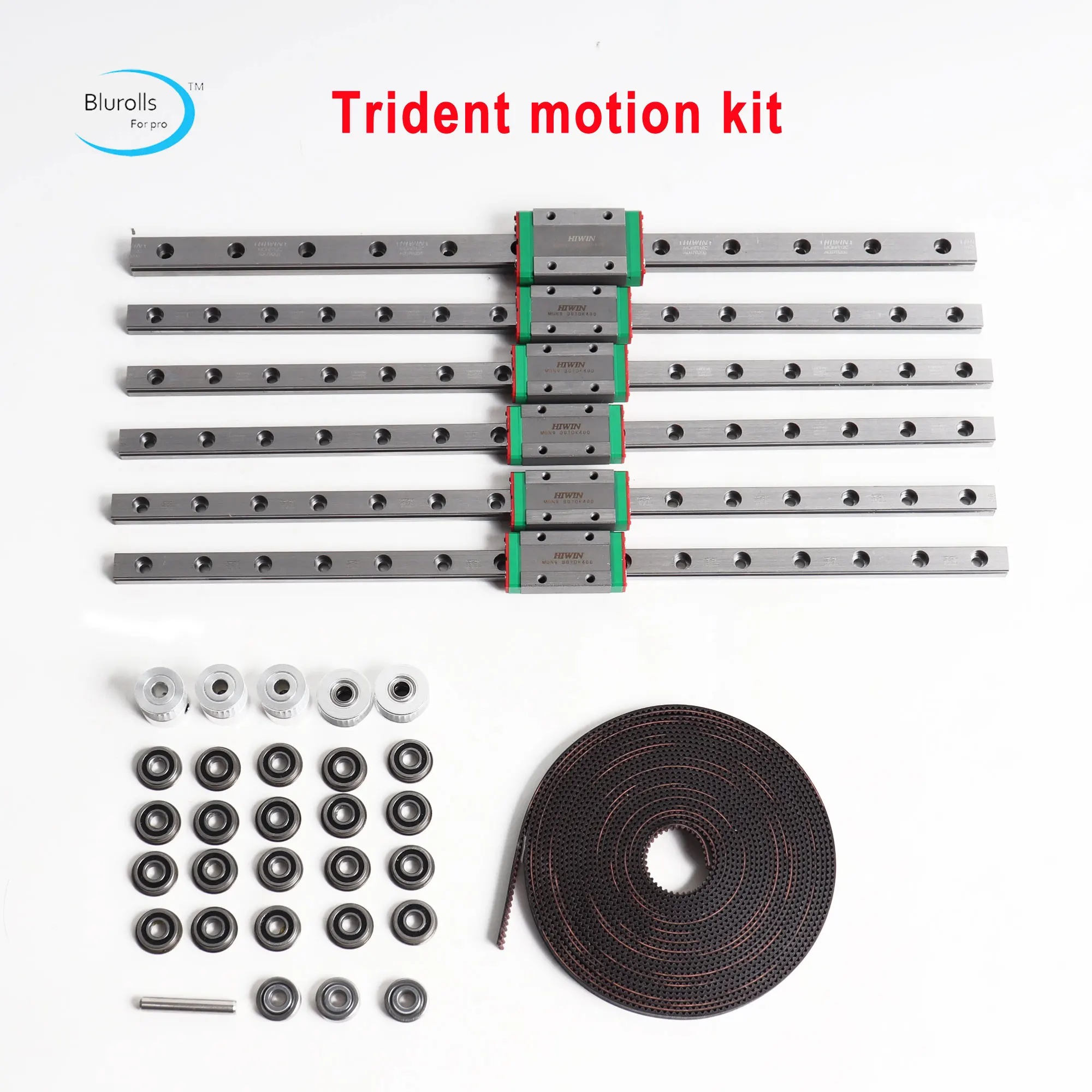 

Blurolls Voron Trident Motion Kit Gates Belt Hiwin Rails F695 Bearings MR85 Bearing Hiwin Linear Rail 20T Pulley Idler shaft