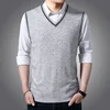 Men's V-Neck Sleeveless Knitted Wool Sweater Vest Mid-Aged And Elderly Style Crew Neck Pullover Knitwear Autumn Hot Sale Of The