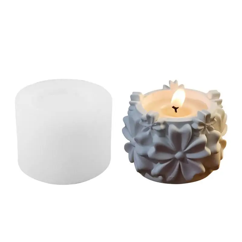 

Flower Candle Holder Silicone Mold 3D Floral Resin Silicone Mold Vintage Craft DIY Smooth Resin Art Candle Holder Silicone