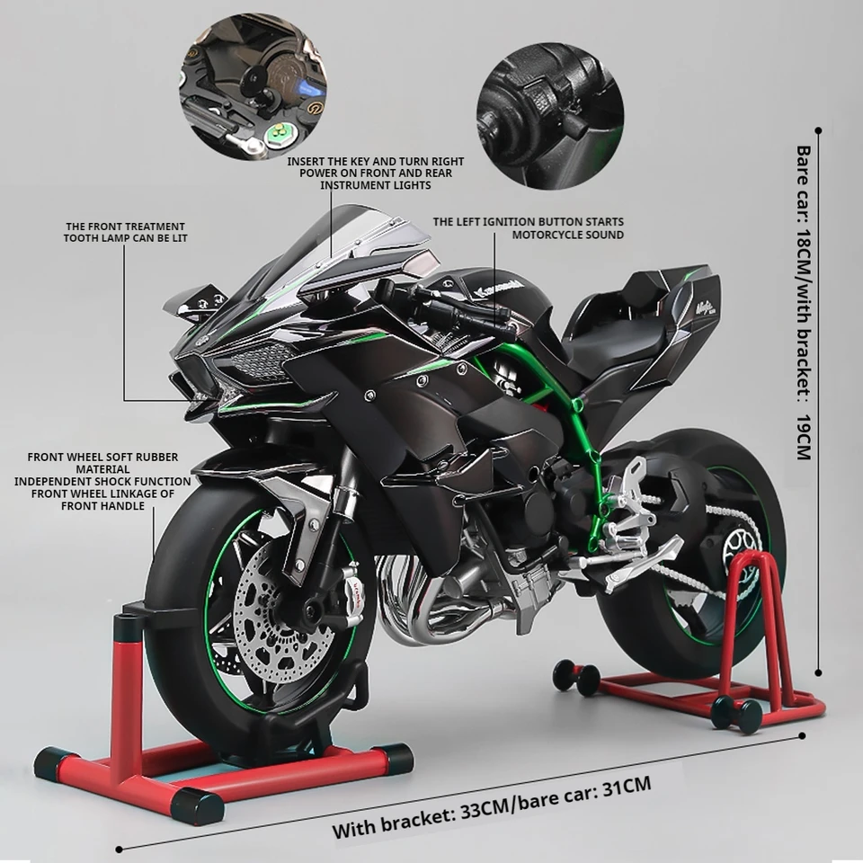 1:6 Kawasaki H2R Bootable Sprayable Dynamic Alloy Metal Diecast