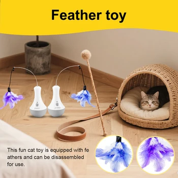 Electric Toys Tumbler Automatic Feather Teaser Automatic Feather Stick Kitten Teaser for Indoor Cats
