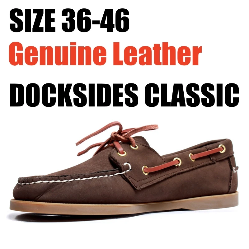 

Sebago Genuine Leather Men Homme Authentic Docksides Shoes - Premium Leather Moc Toe Lace Up Boat Shoes E450