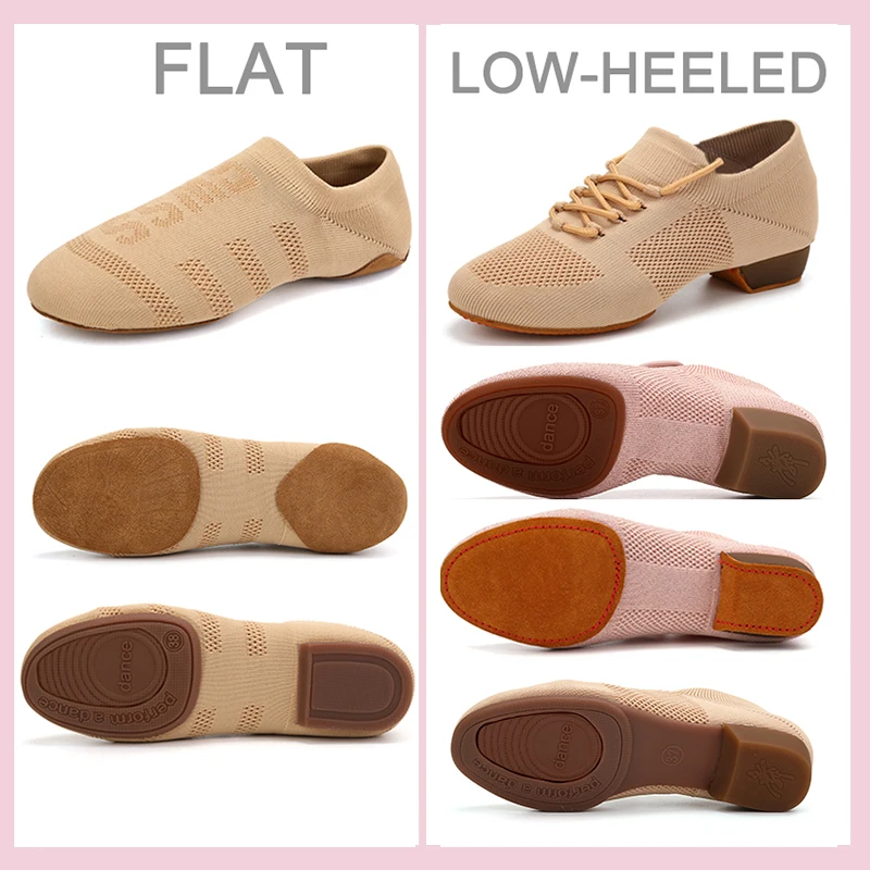 Dance Shoes women latin ballroom jazz tango Practice Training teaching flat shoes Knitted salsa
