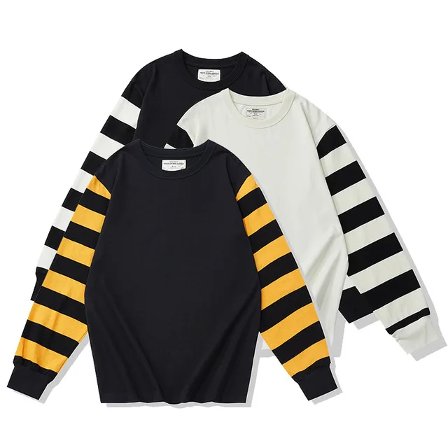 yellow black striped long sleeve shirt