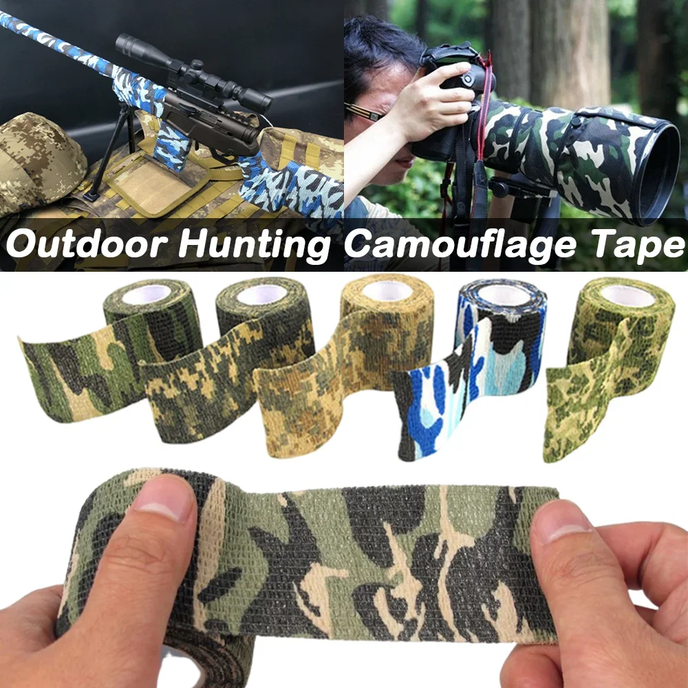 Camouflage Tape Bandage Self-adhesive Stretchable Non-woven Outdoor Camouflage Tape Hunting in Disguise for Cylindrical Objects camouflage tape
