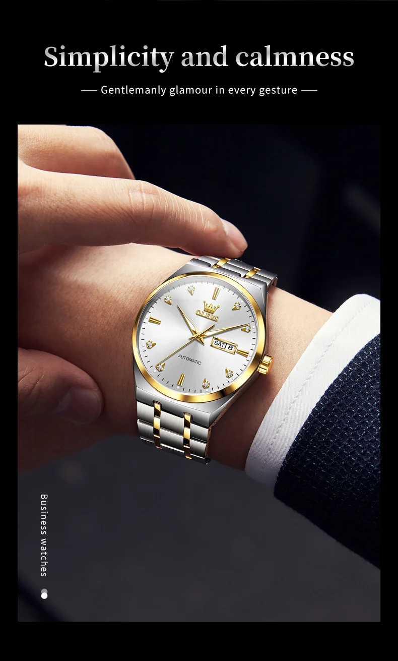 Reloj mecánico automático OLEVS 9811 para hombre, de negocios, clásico, de moda, con diamantes, doble calendario, resistente al agua, de marca de lujo._voghion.com