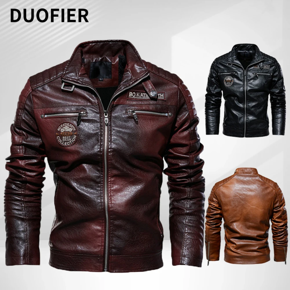 

Winter Retro Men's PU Jacket New Slim Zipper Motorcycle Leather Coat Fashion Trend Biker Clothes Outdoor Warm Overcoat Plus Size