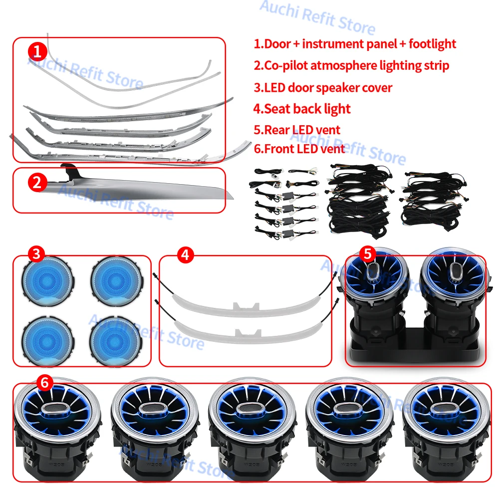 6個7色 フロントLED タービンエアベント アンビエントライトキット