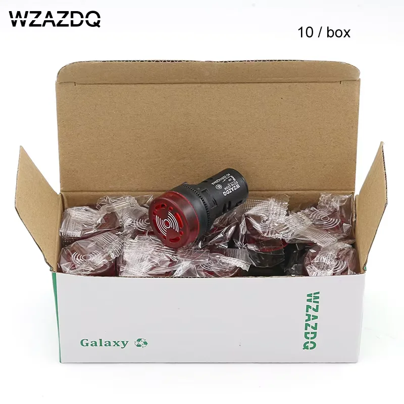 플래셔 부저 AD16-22SM 조명이 있는 간헐식 LED 알람, AC 220V/380V, DC 12V/24V 설치 직경 22mm